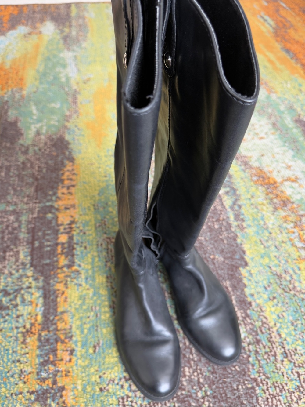 INC International Concepts Black Tall Leather Riding Boots